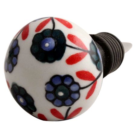 Sea Green Tiny Flower Ceramic Wine Stopper